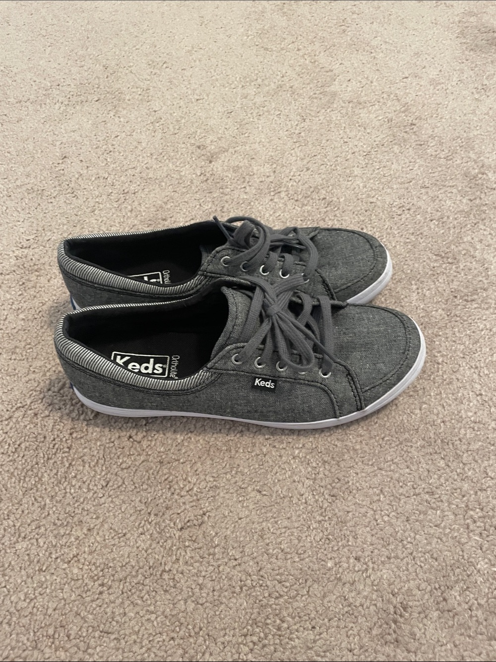 Keds Women's Charcoal Gray Canvas Lace-Up Sneakers